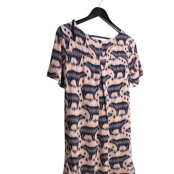 Anthropologie Maeve Zola Pink Polar Bear Printed Tunic Mini Dress Women's Size 2 - Picture 5 of 7